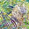 Tropical exotic forest, armadillo, green leaves, wildlife, watercolor illustration.