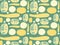 Tropical exotic fruit kiwano melon and zuccini vector seamless pattern