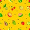 Tropical exotic fruits seamless pattern. Cute fresh organic frui