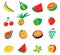 Tropical exotic fruits set. Cute fresh organic fruits collection