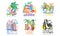 Tropical Exotic Islands Logo Design, Tahiti, Hawaii, Maldive, Malta, Canary, Easter Vector Illustration