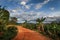 Tropical and exotic laterite road in the middle of an amazing landscape with perfect light