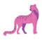 Tropical fauna and animals, pink cheetah character