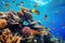 Tropical fish and coral reef in the Red Sea. Egypt, Large school of fish on a tropical coral reef in the Red Sea, AI Generated