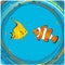 Tropical fishes clip art hand drawn background