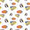 Tropical fishes. Repeating seamless pattern. Watercolor