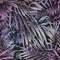 Tropical floral 3d seamless pattern. Colorful tropic plants background. Exotic beautiful orchids flowers, palm leaves in violet