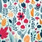 tropical floral and leaves pattern for textile and wall decorations,isolated backgrount, pattern 01