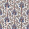 Tropical floral seamless pattern in indian styly. Stylized fantastic flowers and branches in rows and lines in oriental style