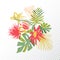 Tropical flower bouquet, translucent background