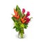 Tropical Flower Bouquet in a Vase on White Background - Modern Flower Arrangement by Florist - Heliconia - Red Ginger