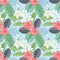 Tropical flower Hibicus  Plumeria and leaf seamless pattern.