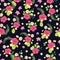 Tropical flowers ditsy seamless pattern design