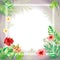 Tropical Flowers Frame and Border Background Template