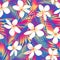 Tropical flowers with leaves seamless pattern
