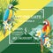 Tropical Flowers and Parrot Summer Wedding Card, Save the Date