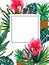 Tropical Forest Blooming Trees Jungle with Exotic leaf palm monstera canna lily pink pineapple