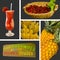 Tropical Fruit Collage with Frosty Drink