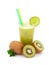 Tropical fruit kiwi, glass juice isolated