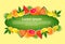 Tropical fruits colorful circle copy space organic over yellow background healthy lifestyle or diet concept