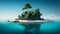 Tropical Getaway, An Idyllic Island with Trees and mountain in a Clear Ocean, Generative AI