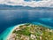 Tropical Gili island with beach and turquoise ocean