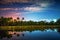 Tropical golf course at sunset in Dominican Republic, Punta Cana