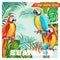 Tropical Graphic Design. Parrot Birds and Tropical Flowers