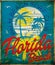 Tropical graphic with typography design florida beach surf club