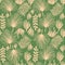 Tropical greenery flower, duotone seamless pattern