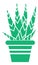 Tropical home plant icon. Green silhouette flowerpot