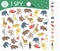 Tropical I spy game for kids. Exotic searching and counting activity for preschool children with cute animals. Funny jungle game