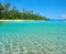 Tropical Island Beach with the half underwater view with sea bed