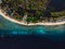 Tropical island with beach and ocean, aerial view. Gili Meno