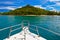 Tropical island and boat on Seychelles