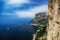 Tropical island, clouds, rocks, sea