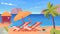 Tropical Island Flat Illustration