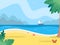 Tropical island flat vector color illustration