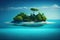 Tropical Island Floating on Blue Ocean, Exotic Paradise Resort Landscape, Cliffs and Jungles