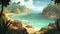 Tropical Island Landscape In Animal Crossing Style Art