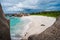 Tropical island landscape of secret beautiful beach, Anse Marron, La Digue, Seychelles