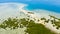 Tropical island with mangroves and turquoise lagoons on a coral reef, top view.Fraser Island, seascape Honda Bay