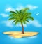 Tropical Island with Palm Tree, Outdoor, Vacation