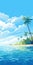 Tropical Island Paradise: Palm Trees, Beach, And Vibrant Skies