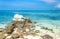 Tropical island rock on the beach with blue sky. Koh kham pattaya thailand