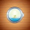 Tropical Island view from Porthole. Vector Image