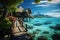 Tropical island with water bungalows