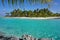 Tropical islet turquoise water French Polynesia