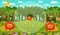 Tropical jungle forest circle maze for kids with cute lion characters and monkeys, help to find right way