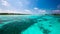 Tropical lagoon from moving boat in Maldives